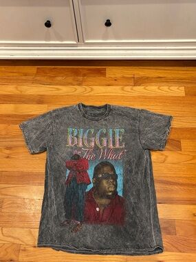Vintage-Style Graphic Tee - Biggie "The What" - Black Wash